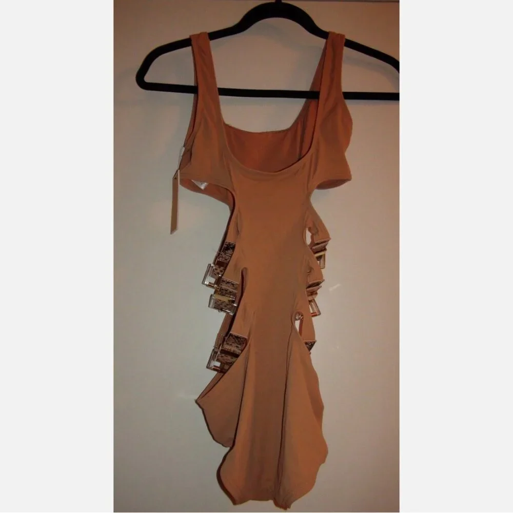 Michael Kors Collection Side Belt Cut Out One Piece Maillot Bathing Suit